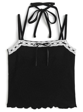 2Wayカップ付きレースリボンキャミソール