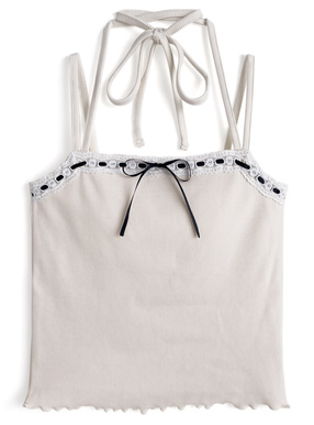 2Wayカップ付きレースリボンキャミソール