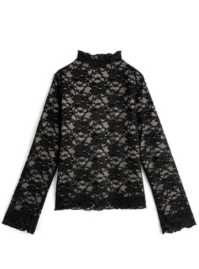 プチハイネックレーストップス