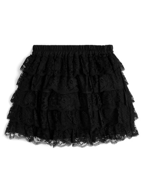 インパン裏地付きスカラップレースティアードミニスカート