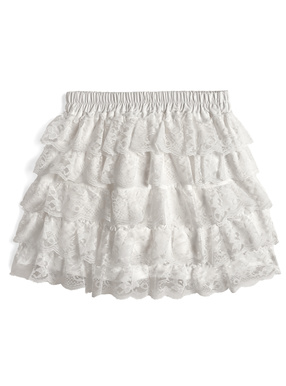 インパン裏地付きスカラップレースティアードミニスカート