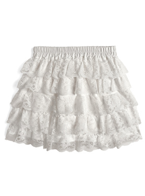 インパン裏地付きスカラップレースティアードミニスカート