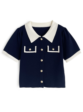 配色ニットカーディガン