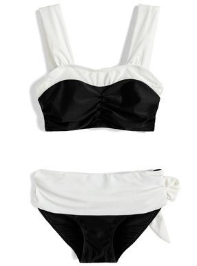 配色リボンビキニ水着