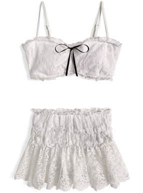 スカート付きリボンビキニ水着