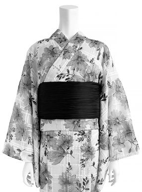 3点セット2Way花柄チェックオーガンジーセパレート浴衣