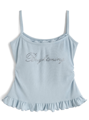 カップ付きラインストーンロゴフリルキャミソール