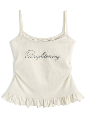 カップ付きラインストーンロゴフリルキャミソール