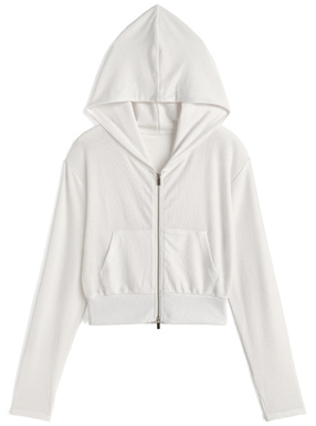 UVカットサムホール付きショート丈パーカー