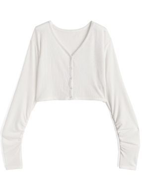 UVカットサムホール付きギャザーカーディガン