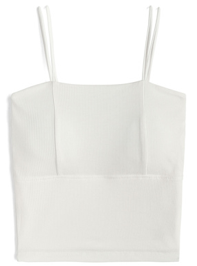 カップ付きダブルストラップショート丈キャミソール