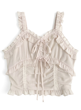 ダブルリボンフリルキャミソールトップス
