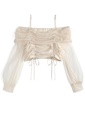 ドロストチュールオフショルダートップス