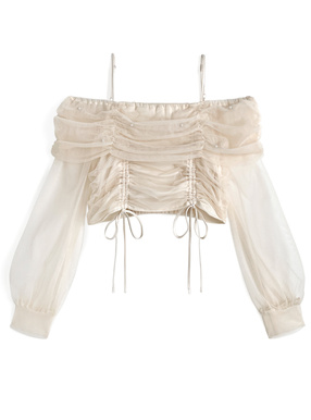 ドロストチュールオフショルダートップス