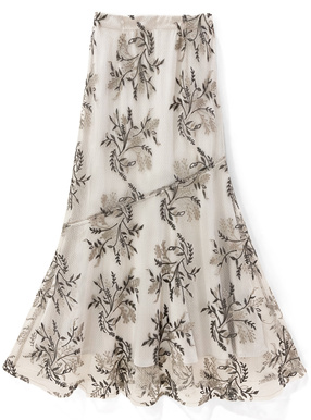 花柄刺繍チュールスカート