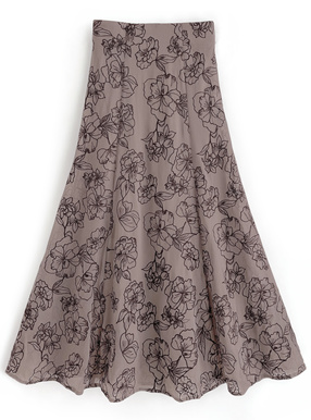 花柄刺繍フレアスカート