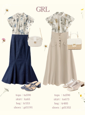 花柄シアーフリルスリーブブラウス
