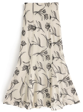 花柄刺繍レースマーメイドスカート