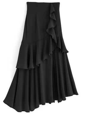 アシンメトリースリットラッフルスカート