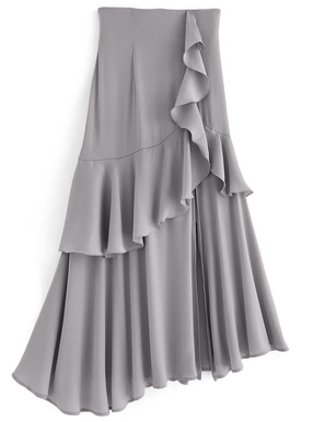 アシンメトリースリットラッフルスカート
