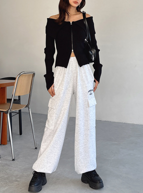 ロゴ刺繍カーゴスウェットパンツ