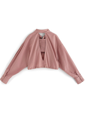 バックオープンブラウス×カップ付きチューブトップアンサンブル