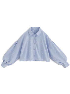 ラインストーンショート丈ブラウス