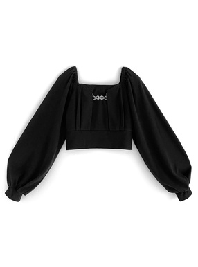 チェーンビット付きテレコショート丈トップス