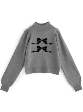 リボン刺繍ニットトップス