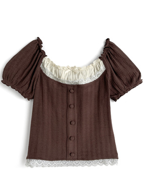 2Wayオフショルダーフリルリボンレーストップス