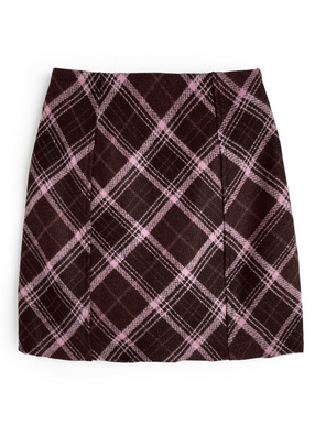 インパン裏地付きチェック柄タイトミニスカート