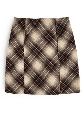 インパン裏地付きチェック柄タイトミニスカート