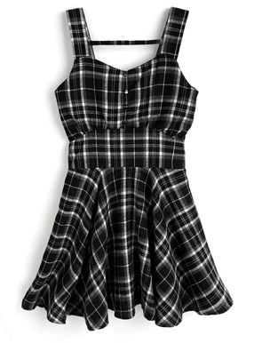 チェック柄フレアミニワンピース