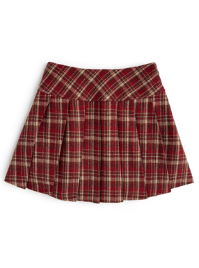 インパン裏地付きチェック柄プリーツミニスカート