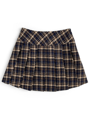 インパン裏地付きチェック柄プリーツミニスカート