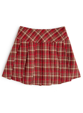インパン裏地付きチェック柄プリーツミニスカート