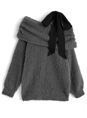 2Wayリボン付きニットチュニック