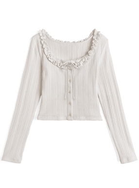 レイヤード風リボンフリルトップス