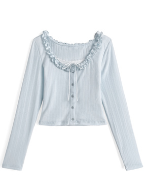 レイヤード風リボンフリルトップス