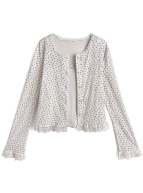 小花柄レースカーディガン×キャミソールアンサンブル