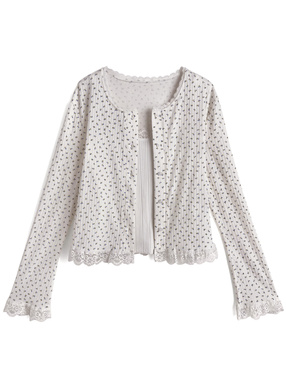 小花柄レースカーディガン×キャミソールアンサンブル