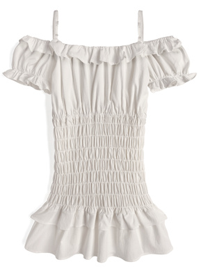 シャーリングフリルオフショルダーミニワンピース