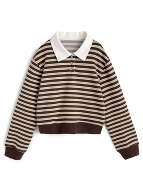 ボーダー柄配色カラーポロトップス