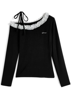 ワンショルダーリボンフリルトップス