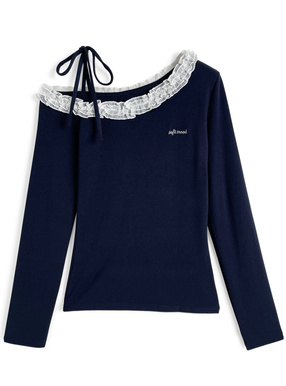 ワンショルダーリボンフリルトップス