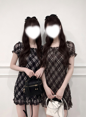 チェック柄シャーリングホルターネックミニワンピース