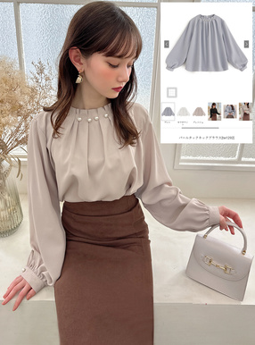 パールタックネックブラウス