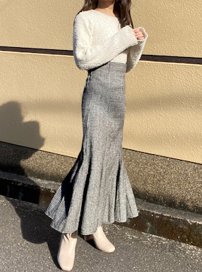 千鳥柄ハイウエストマーメイドスカート
