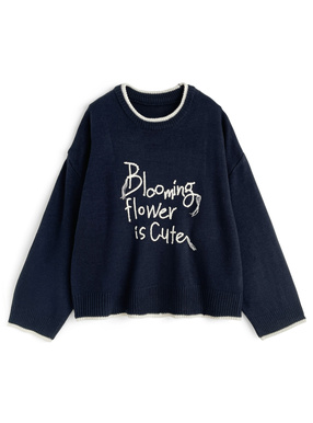 配色ロゴ刺繍ニットトップス