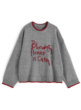 配色ロゴ刺繍ニットトップス